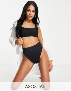 エイソス レディース ボトムスのみ 水着 ASOS DESIGN Tall mix and match high leg high waist bikini bottom in black Black