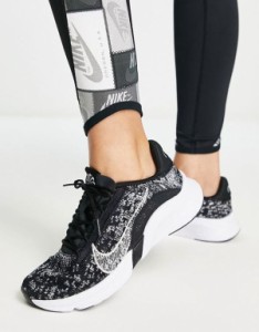 ナイキ レディース スニーカー シューズ Nike Training SuperRep Go 3 Flyknit sneakers in black/white Black