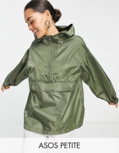 エイソス レディース ジャケット・ブルゾン アウター ASOS DESIGN Petite overhead rain jacket in khaki Khaki