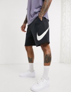 ナイキ メンズ ハーフパンツ・ショーツ ボトムス Nike Club fleece HBR logo shorts in black Black