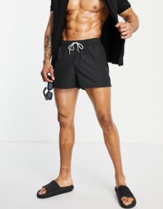 エイソス メンズ ハーフパンツ・ショーツ 水着 ASOS DESIGN swim shorts in short length in black Black