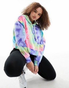 ナイキ レディース パーカー・スウェット アウター Nike Training Plus Dri-FIT fleece tie dye hoodie in multi Pink