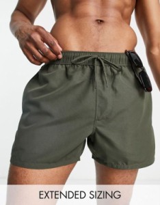 エイソス メンズ ハーフパンツ・ショーツ 水着 ASOS DESIGN swim shorts in short length in khaki Khaki