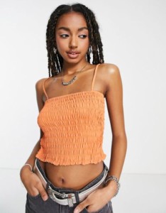 エイソス レディース タンクトップ トップス ASOS DESIGN shirred tank top in orange Orange