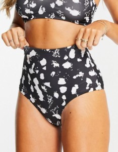 エイソス レディース ボトムスのみ 水着 ASOS DESIGN mix and match high waist bikini bottom in mono spot print Mono polka dot