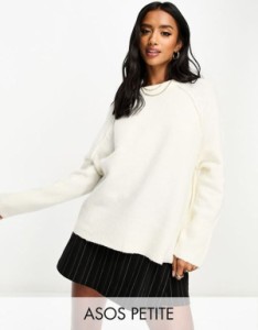 エイソス レディース ニット・セーター アウター ASOS DESIGN Petite relaxed crew neck sweater in cream Cream