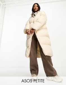 エイソス レディース コート アウター ASOS DESIGN Petite longline puffer coat in cream Cream