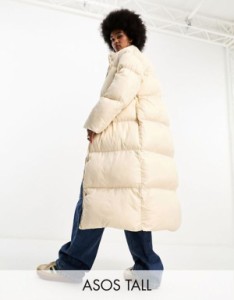 エイソス レディース コート アウター ASOS DESIGN Tall longline puffer coat in cream Cream