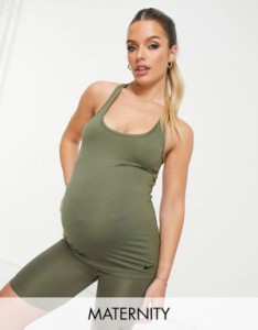 ナイキ レディース タンクトップ トップス Nike Training Maternity Dri-FIT tank top in khaki Green