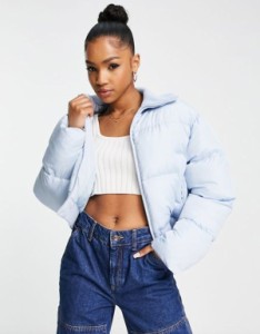 エイソス レディース ジャケット・ブルゾン アウター ASOS DESIGN cropped padded jacket in baby blue Blue