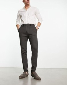 エイソス メンズ カジュアルパンツ ボトムス ASOS DESIGN wedding smart skinny pants with micro texture in light gray Gray