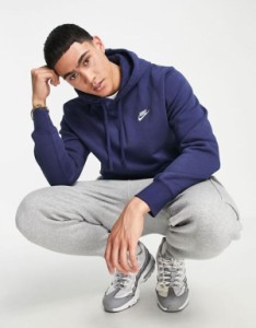 ナイキ メンズ パーカー・スウェット アウター Nike Club unisex hoodie in navy Navy