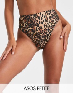 エイソス レディース ボトムスのみ 水着 ASOS DESIGN Petite mix and match high leg high waist bikini bottom in leopard print LEOPAR