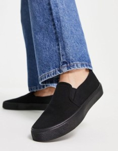 エイソス レディース スニーカー シューズ ASOS DESIGN Dotty slip on sneakers in black Black