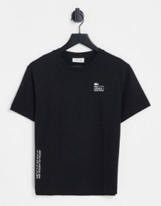 ラコステ レディース Tシャツ トップス Lacoste logo t-shirt in black Black