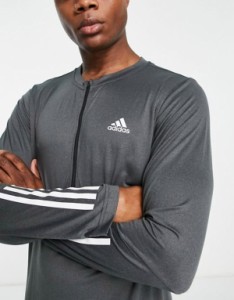 アディダス メンズ Tシャツ トップス adidas Training Train 365 1/4 zip long sleeve t-shirt in black Black