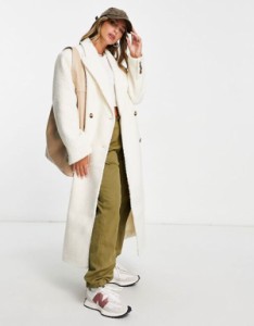 エイソス レディース コート アウター ASOS DESIGN boucle chuck on coat in cream Cream