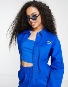 プーマ レディース ジャケット・ブルゾン アウター Puma acid bright twill jacket in blue - exclusive to ASOS BLUE