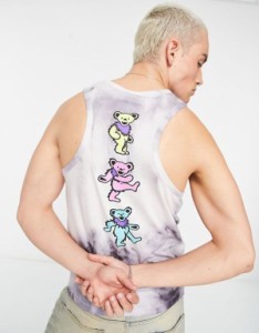 エイソス メンズ タンクトップ トップス ASOS DESIGN tank top with Grateful Dead print multi washed tie dye Multi