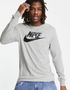 ナイキ メンズ Tシャツ トップス Nike Futura Icon long sleeve t-shirt in gray Gray
