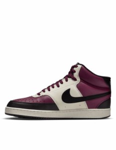 ナイキ メンズ スニーカー シューズ Nike Court Vision Mid Next sneakers in burgundy RED