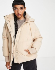 リーバイス レディース ジャケット・ブルゾン アウター Levi's bubble hooded padded jacket in beige Sesame