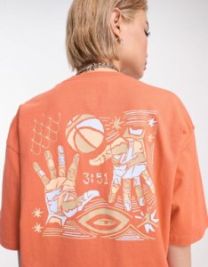 ナイキ レディース Tシャツ トップス Nike Jordan printed t-shirt in orange ORANGE
