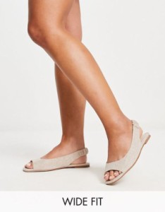 エイソス レディース パンプス シューズ ASOS DESIGN Wide Fit Lemonade peep toe ballet flats in natural fabrication Natural fabrica