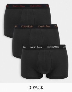 カルバンクライン メンズ 靴下 アンダーウェア Calvin Klein 3-pack low rise trunks in black Black