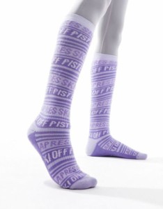 エイソス レディース 靴下 アンダーウェア ASOS 4505 ski socks in lilac apres ski print lilac