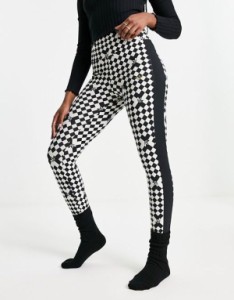 アディダス レディース レギンス ボトムス adidas Originals 'Ski Chic' printed stirrup leggings in black and cream Black