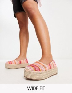 エイソス レディース パンプス シューズ ASOS DESIGN Wide Fit Journal flatform espadrilles in bright multi Bright Multi