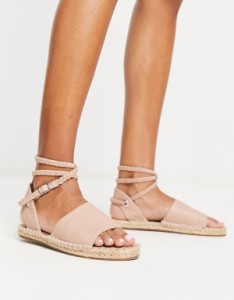 エイソス レディース サンダル シューズ ASOS DESIGN Jelly rope tie espadrilles sandals in beige BEIGE