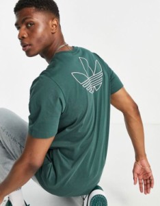 アディダス メンズ Tシャツ トップス adidas Originals Trefoil Series t-shirt in dark green MID GREEN