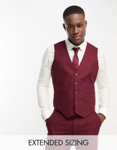 エイソス メンズ ベスト トップス ASOS DESIGN slim linen mix vest in burgundy Burgundy