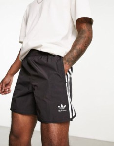 アディダス メンズ ハーフパンツ・ショーツ ボトムス adidas Originals adicolor three stripe 5 inch sprinter shorts in black Black