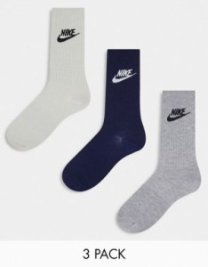 ナイキ レディース 靴下 アンダーウェア Nike Everyday Essential 3 pack socks in beige BEIGE