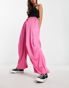 エイソス レディース レギンス ボトムス ASOS DESIGN satin parachute pants in pink Pink