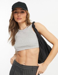 エイソス レディース シャツ トップス ASOS DESIGN ribbed super crop top in gray heather Gray Heather