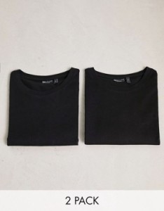 エイソス メンズ Tシャツ トップス ASOS DESIGN 2 pack t-shirt with crew neck in black Black