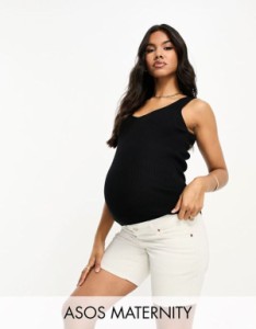 エイソス レディース タンクトップ トップス ASOS DESIGN Maternity knit v neck tank top in black Black