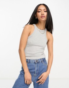 エイソス レディース タンクトップ トップス ASOS DESIGN mixed heather racer back tank top in gray Gray Heather