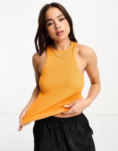 エイソス レディース タンクトップ トップス ASOS DESIGN knitted racer tank top in orange Orange