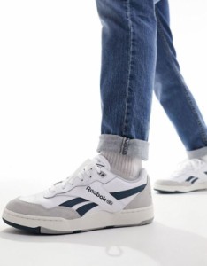 リーボック メンズ スニーカー シューズ Reebok BB 4000 II sneakers in white with blue detail White