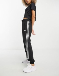 アディダス レディース カジュアルパンツ ボトムス adidas Training Train Icons 3 stripe sweatpants in black Black