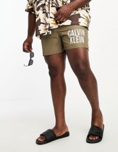 カルバンクライン メンズ ハーフパンツ・ショーツ 水着 Calvin Klein Big & Tall intense power swim shorts in nettle Nettle