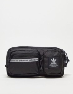 アディダス メンズ ボディバッグ・ウエストポーチ バッグ adidas Originals rectangle fanny pack in black Black