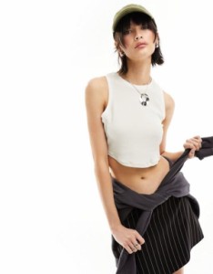 ナイキ レディース タンクトップ トップス Nike Road To Wellness essential ribbed cropped tank in stone STONE