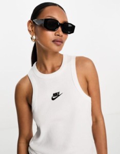 ナイキ レディース タンクトップ トップス Nike Sport Utility ribbed tank in white WHITE