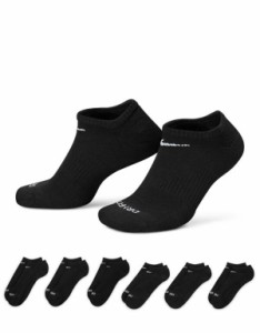 ナイキ レディース 靴下 アンダーウェア Nike Training Everyday Plus Cushioned 6 pack no show socks in black Black